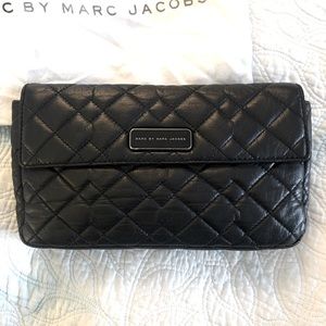 Marc by Marc Jacobs Black Crosby Quilted Jemma Puffer Clutch Leather